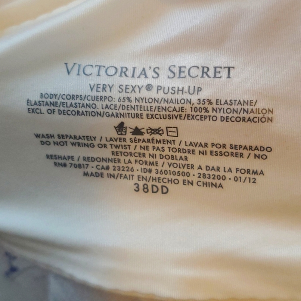 Victoria secret 38 DD white with black lace and white beading